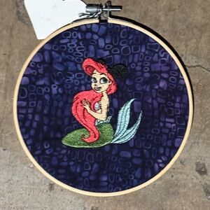 Vibrant Mermaid Embroidery Hoop Art